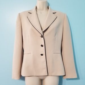 TAHARI Tan Blazer with black stitching